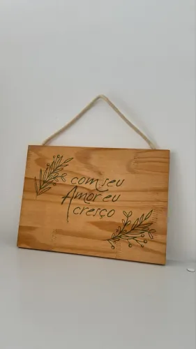 Quadro decorativo Tok Stok madeira com frase