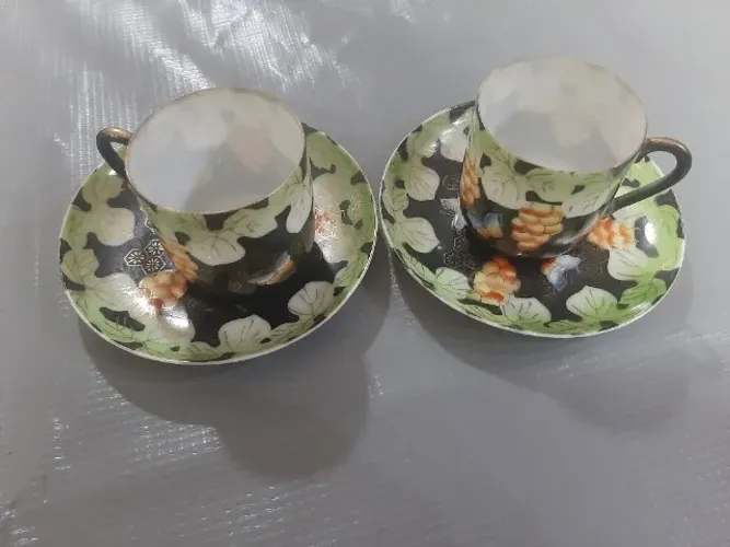 Par De Xícaras Café Demitasse Porcelana vitrificada -Japonesa Kanji. Perfeitas!!!