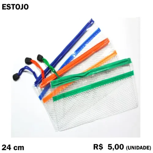 Estojo de Lápis Transparente - 2 Unidades