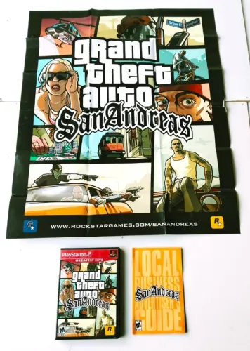 Caixinha do Jogo GTA San Andreas - PS2 (Caixinha + Mapa Poster + Livreto) - Não tenho o CD