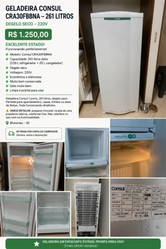     Geladeira Consul Degelo Seco - Funcionando Perfeitamente
