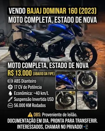 ? DOMINAR 160 2023 ? R$ 13.000
