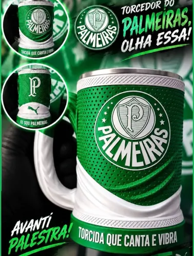 Caneca Palmeiras + copo Inox 473 ml