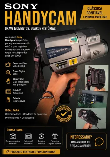 Filmadora Sony Handycam Hi8 560x - Funcionando Perfeitamente