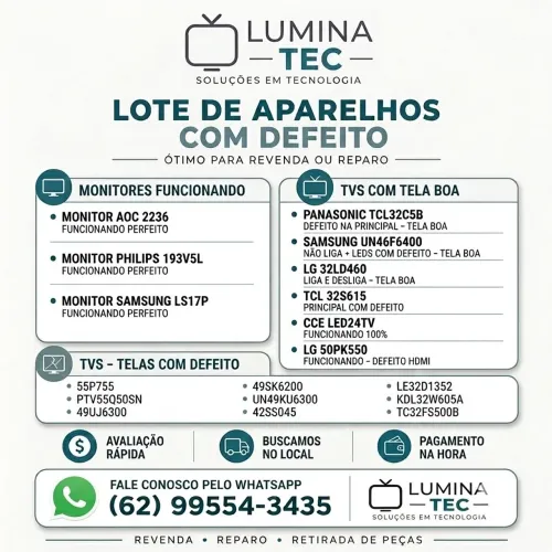 Lote de TVS e monitores