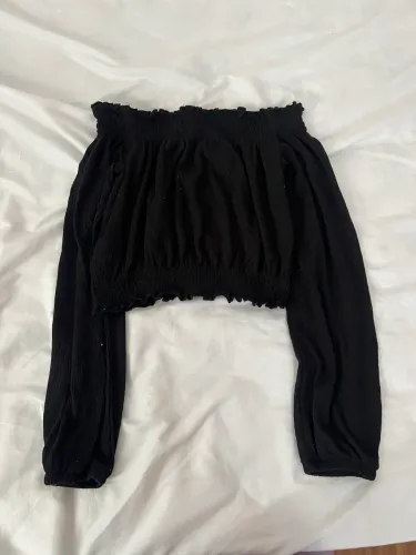 Cropped manga longa preto H&M Tamanho XS