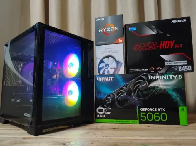 [NOVO] CPU Gamer Ryzen 5 5500 4.2Ghz / Mem 16Gb / SSD 480Gb/ RTX 5060 8Gb (aceito cartão)