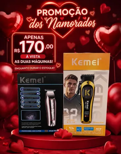 Máquina de cortar cabelo kemei kit profissional 