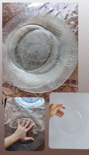Conjunto com 4 pratos de vidro grandes