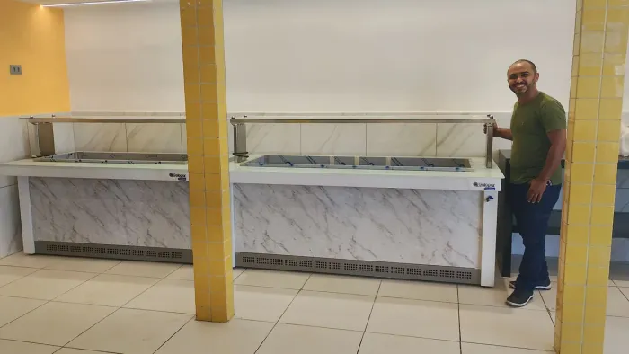 BUFFET SELF SERVICE TÉRMICO 2 METROS + BUFFET SELF SERVICE REFRIGERADO 1.75 METRO GELOPAR