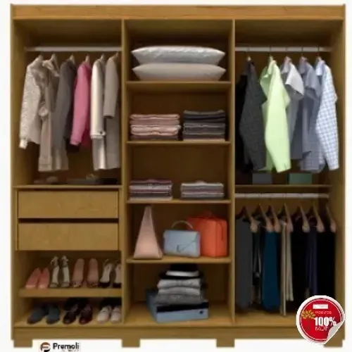 Guarda roupa Gelius Império 06 portas 02 gavetas 100% MDF com pés 