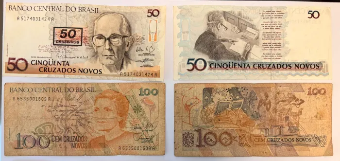 Notas Antigas - 50 e 100 cruzados novos