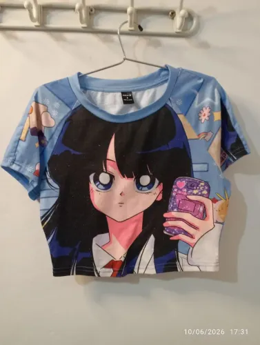 Cropped blusa de anime shein