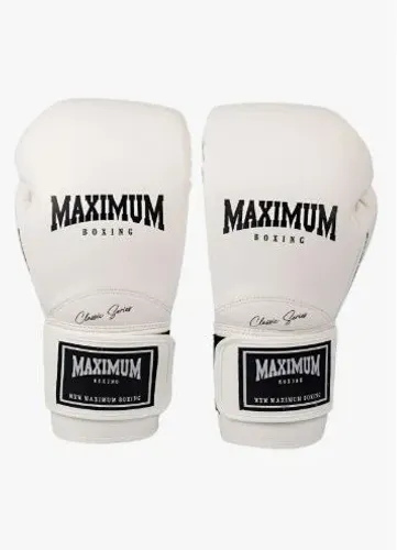 Luva Marca Maximum New Classic Muay Thai / Boxe - Cor White Cor Branco Tamanho 16oz