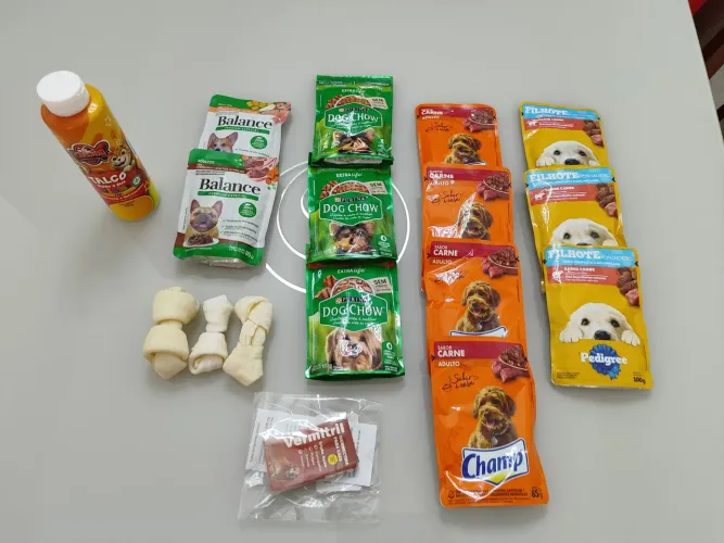 Lote de Sachês de carne para cachorro