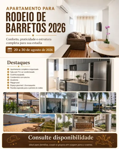 Apartamento para Rodeio de Barretos 2026 | Condomínio com Piscina