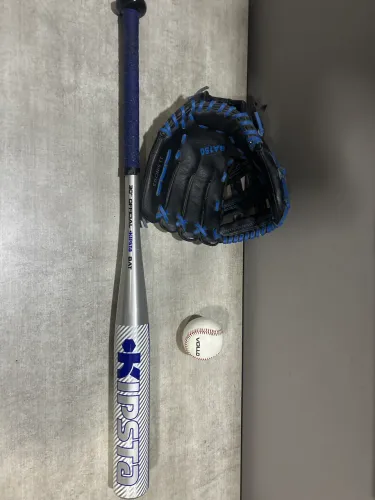 Taco de baseball(alumínio) + luva + bola