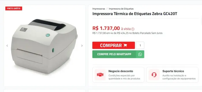 Impressoras de etiquetas zebra GC 420t