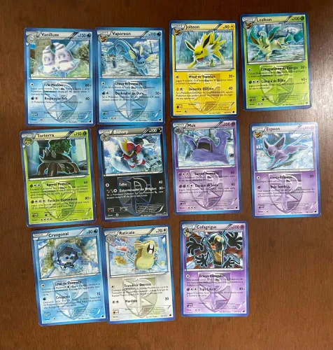 Cartas pokemon , raticate, vaporeon, espeon, torterra, jolteon