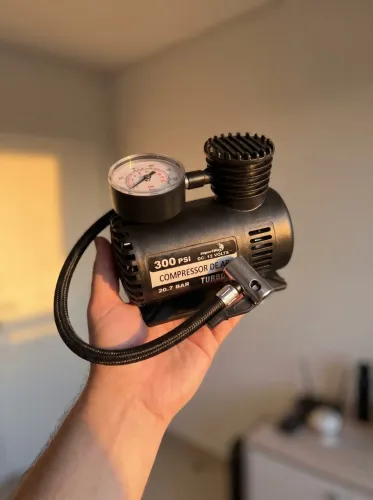 Compressor de Ar Portátil 300 PSI 12V - Inflador de Pneus com Manômetro