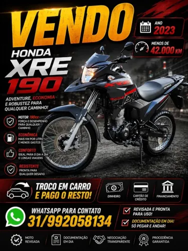 Troco XRE em veículos ou vendo.
