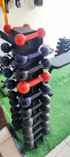 Suporte de Halteres musculação de 1 a 10 pares com halteres emborrachados