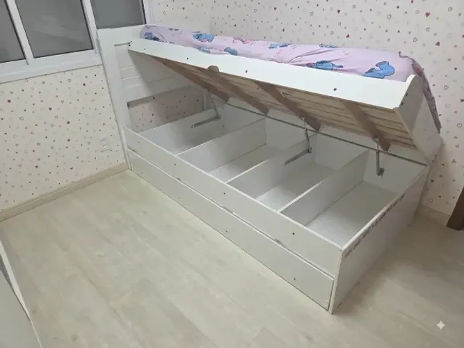 Cama solteiro Bau com cama auxiliar