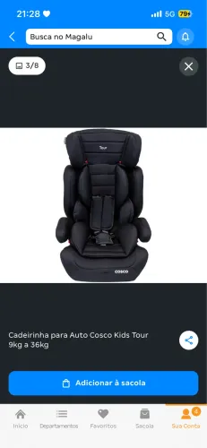 Cadeirinha para Auto Cosco Kids Tour 9kg a 36kg
