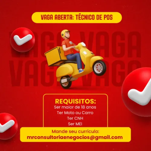 VAGA PARA ENTREGADOR DE MÁQUINAS DE CARTÃO - ALAGOINHAS/BA