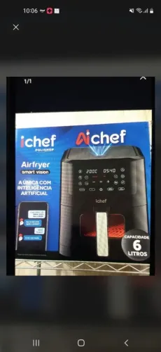 Airfryer Ichef Polishop Smart Vision 6L - Com Inteligência Artificial (Nova na caixa )