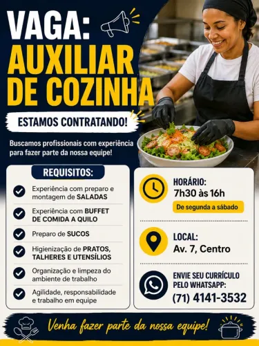Vagas Auxiliar de Cozinha