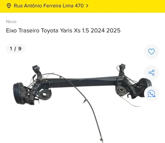 EIXO TRASEIRO COMPLETO TOYOTA YARIS 2024
