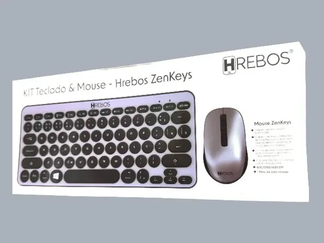 Teclado E Mouse Sem Fio Bluetooth Retro Hrebos ZenKeys P/ Notebook, Tablet E PC