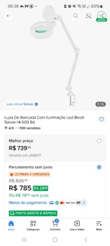 Lâmpada led com lupa para estética e afins
