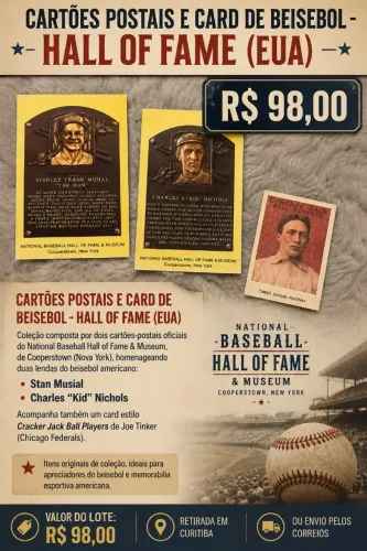 CARTÕES POSTAIS E CARD DE BEISEBOL - HALL OF FAME (EUA)