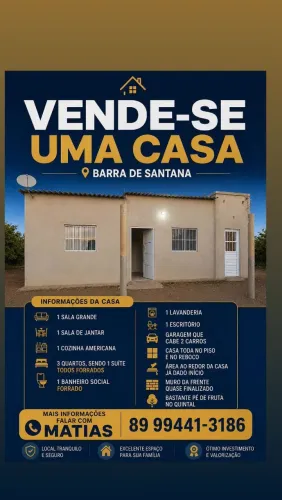 Vende se casa em Barra de Santana