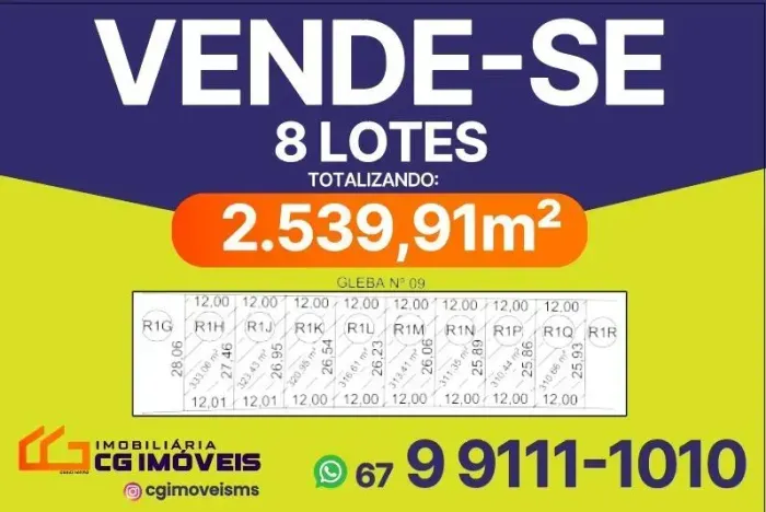 8 Lotes próximo a UEMS, asfalto no Santo Amaro em Campo Grandes - MS