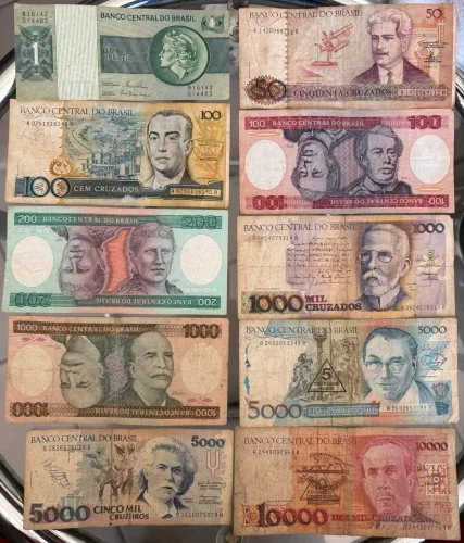 Lote 10 cédulas Brasil diversas diferentes