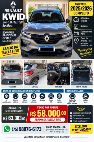 Renault Kwid Zen 1.0 Flex 12V 5P Mec. 2026