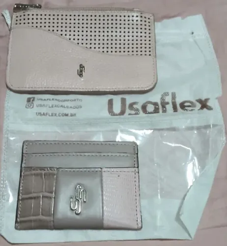 2 carteiras de cartões de couro Usaflex rosa