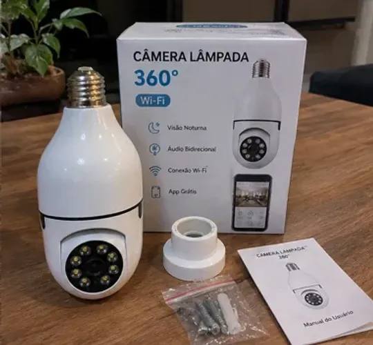 CÂMERA LÂMPADA 360° WI-FI