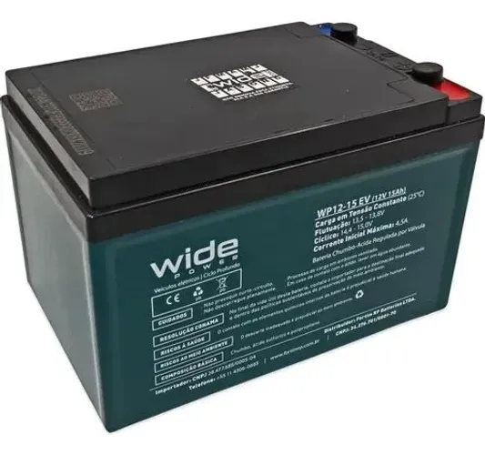 Bateria Wide Bicicleta Elétrica 12v15ah Ciclo Profundo