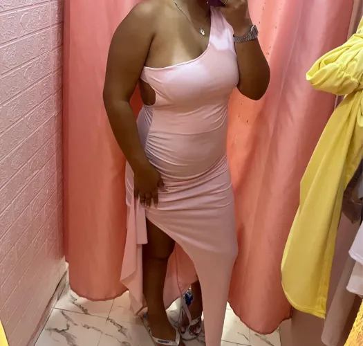Vestido longo rosa com fenda