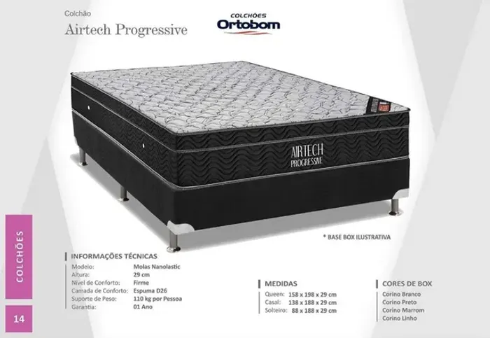 Quarto cama queen base + colchão ortobom 158x198 