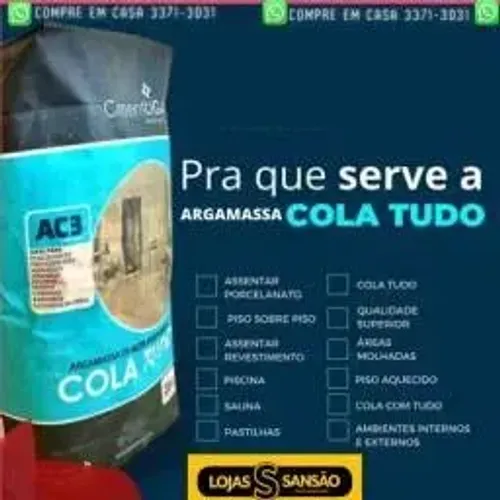 R $ 19,99 Argamassa AC3 Cola Tudo piscina porcelanato piso sobre piso AC IIi