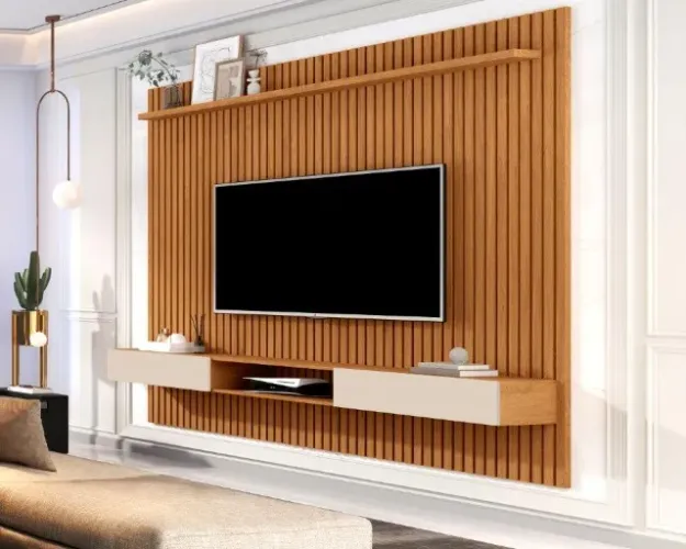 Painel Nick Modelo Ripado 1,80m 2 Gavetas e Nicho! Frete + Montagem Grátis!