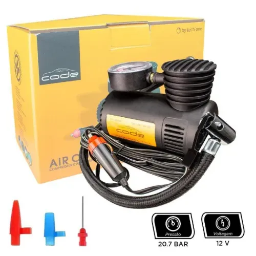 Compressor De Ar Pneu Automotivo 12V Preto - Code
