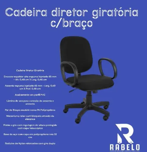 Cadeira Diretor Giratória com braço em até 5x sem juros no cartão 