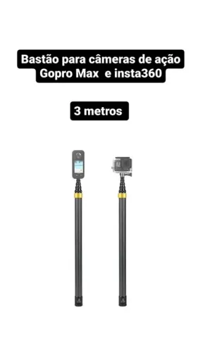 Bastão 3 metros para insta360 e GoPro Max