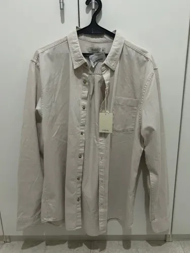 Camisa Social NOVA C&A de algodão comfort manga longa bege claro G